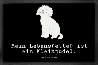 Produktbild von Mr. & Mrs. Panda fußmatte Kleinpudel Lebensretter 50 x 75 cm - Schwarz - Geschenk, Schmutzmatte, Gummimatte, Pudel, teppichmatte, Schmutzfangmatte, Fußabtreter
