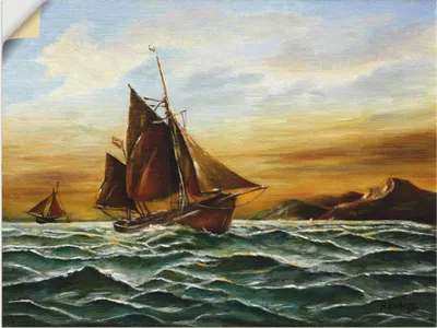 Produktbild von ARTland Wandbild, selbstklebend Segelschiff auf See - maritime Malerei Größe: 60x45 cm