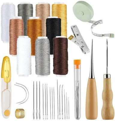 Productafbeelding van Leder Craft naaiset, 32-delig, reparatieset, doe-het-zelf gereedschap voor leerbewerking