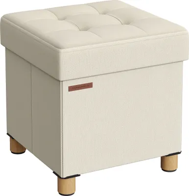 Produktbild von SONGMICS Sitzhocker, 37L, klappbare Sitztruhe, Aufbewahrungsbox, Cremeweiß
