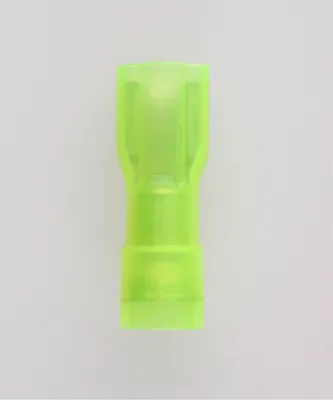 Produktbild von Flachsteckhülsen, Steckgröße 6,3 x 0,8mm vollisoliert, mit Isolationscrimp Querschnitt 4mm² - 6mm² gelb, transparent -