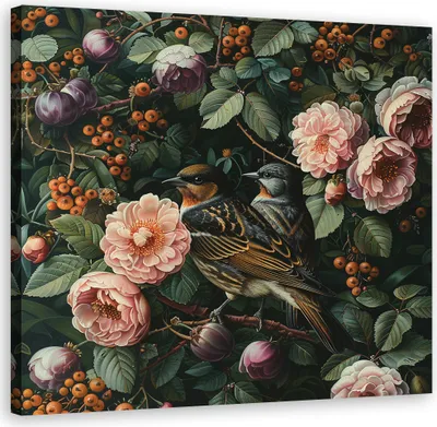 Produktbild von Leinwandbild Ptaki Liście Natura 60x60 Feeby Bunt bild für die wand bereit zum aufhängen