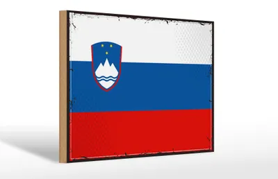 Produktbild von Holzschild Flagge Sloweniens 30x20cm Retro Flag Slovenia