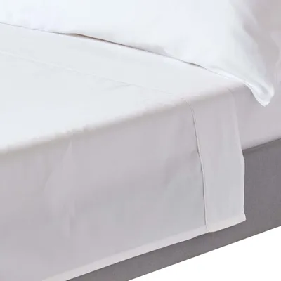 Produktbild von HOMESCAPES Bettlaken ohne Gummizug weiss 100% Bio Baumwolle, Fadendichte 400, 230 x 255 cm