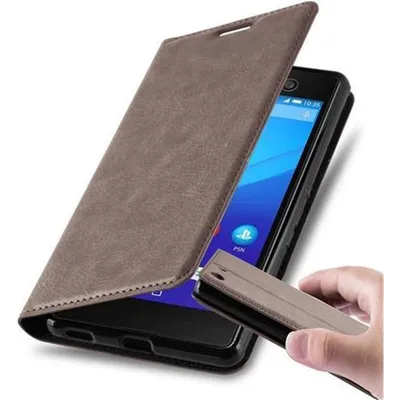 Immagine prodotto di Cadorabo custodia per Sony Xperia M5 custodia protettiva in marrone custodia per cellulare cover chiusura magnetica