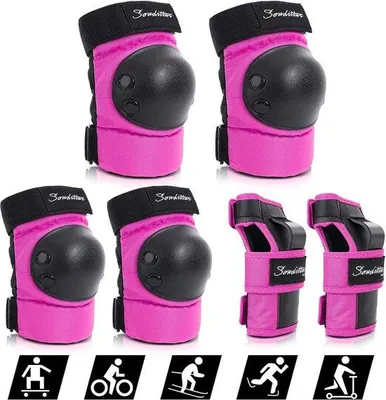 Immagine prodotto di Set di protezioni per le ginocchia per skateboard, pattini a rotelle, bicicletta, sport