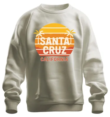 Produktbild von Santa Cruz Kalifornien Sonnenuntergang Palmen Surfen Retro Sweatshirt Pullover, Natur, S