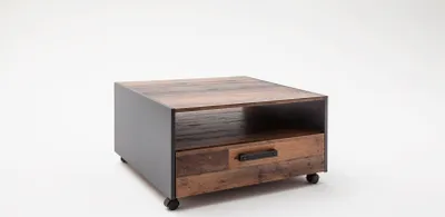 Image de Universal Table basse à 1 tiroir, 1 compartiment ouvert, look vieux bois, imitation chêne.