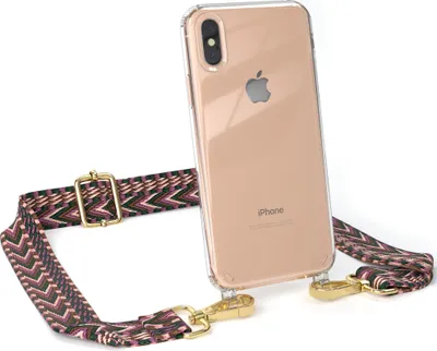 Produktbild von EAZY CASE Handykette - Verstellbarer Trageriemen kompatibel mit Apple iPhone XS Max, Handykordel mit transparenter Silikon-Hülle, Band in Lila