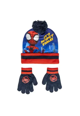 Produktbild von Spider-Man Mütze und Handschuhe Kinder Winter-Set 2-tlg. , Größe:One Size