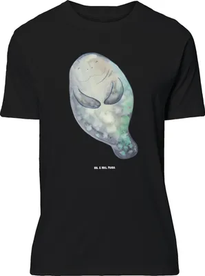 Produktbild von Mr. & Mrs. Panda Shirt Seekuh Happy - Schwarz - Geschenk, Freundin, T-Shirt Größe S, Achtsamkeit, Respekt, Meer, Tshirt, Neustart, Print-Shirt, Neuanfang