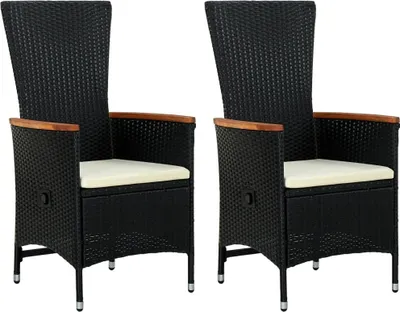 Produktbild von Möbel Gartenstühle 2 Stk. mit Polstern Poly Rattan Schwarz - Gartenstühle 47675