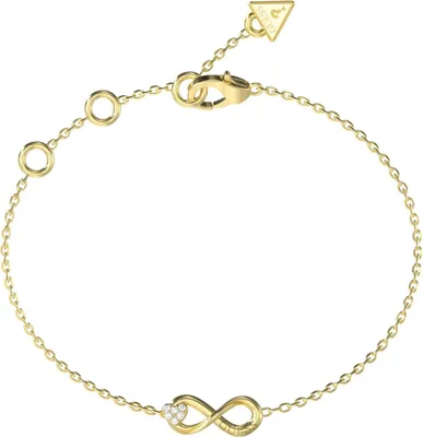 Produktbild von Guess JUBB06048JWYGL Damen Armband Unendlichkeit Edelstahl Gold weiß 21 cm
