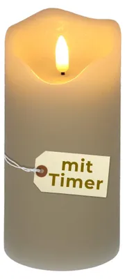 Produktbild von LED Kerze mit Timerfunktion Echtwachskerze mit Batterie flackernde Flamme Elektrische Kerze flackernd Creme Echtwachs LED Kerzen Outdoor mit Timer Weiß 7,5 x 15 cm