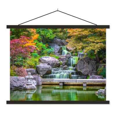 Produktbild von MuchoWow® Textilposter Steine - Wasser - Bäume - Japanisch - Botanisch 40x30 cm mit schwarzem Rahmen - Dekorationen