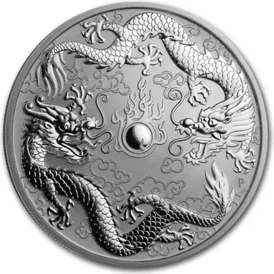 Zdjęcie produktu dla 1 uncjowa srebrna moneta Podwójny smok - srebrna moneta kolekcjonerska Dragon & Dragon 2019 9999
