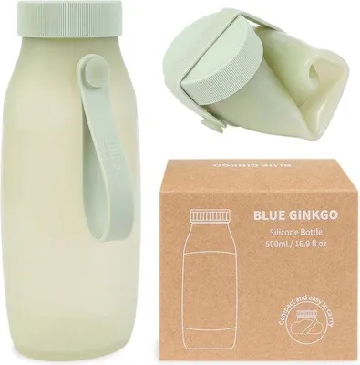 Obrázek produktu pro Silikonová cestovní láhev na pití, 16 oz – nepropustná a odolná proti vodě – lehká, ideální pro outdoorové aktivity