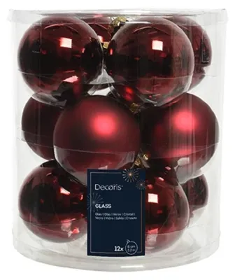 Produktbild von Weihnachtsbaumkugeln Glas Ø 8 cm 12 Stück rot matt/glanz