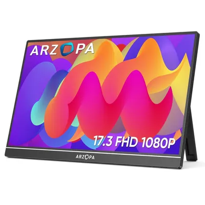 Immagine prodotto di Monitor portatile LED IPS Arzopa A1M 17.3", Full HD (1920x1080), 60Hz, Mini HDMI, USB-C, Altoparlanti 1W x2, Compatibilità con console, Nero