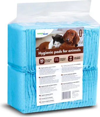 Produktbild von GB495 Trainingsunterlagen Set Trainingspads für Hunde und Welpen 60x40cm Hygieneunterlage Welpenunterlage Einwegpad 6-lagig 50 Stück