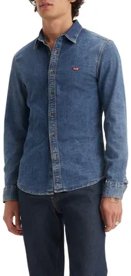 Immagine prodotto di Camicia da uomo Levi's, modello Battery Housemark, con logo, vestibilità slim fit, colore blu (taglia Trinity Medium)