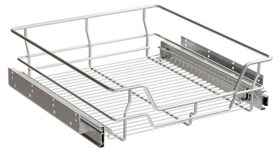 Produktbild von Teleskopschublade - Verchromt Ausziehbare schublade Setwahl- Küchenschublade Korbauszug Schrankauszug, Schubladeneinsätze für Küchenschrank (50cm B/43cm T)