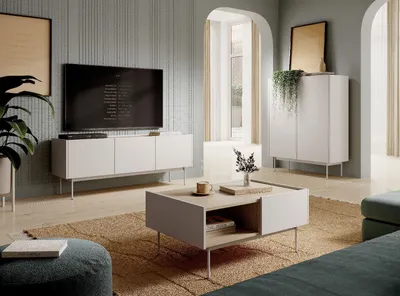 Produktbild von Wohnzimmer-set COLOR TV-Schrank + Kommode + Couchtisch Metallbeine Kaschmir