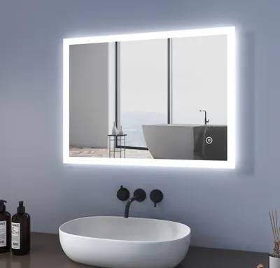 Produktbild von Heilmetz LED Badspiegel 80x60cm Badezimmerspiegel mit 3 Lichtfarbe 3000-6500K Wandspiegel mit Touchschalter und Beschlagfrei