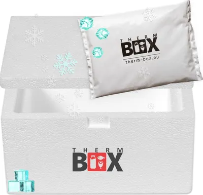 Produktbild von THERM BOX Styroporbox 1W mit 1x Kühlakku für Kühlbox 1,6L Innen: 19x10x8cm Transportbox Thermobehälter Wiederverwendbar