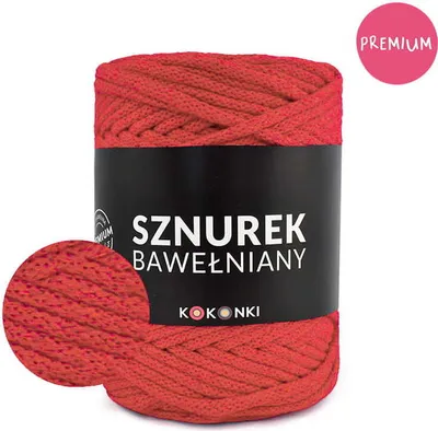Obrázek produktu pro Kokonki prémiové bavlněné lano 5 mm červené, role 100 m, robustní a univerzální