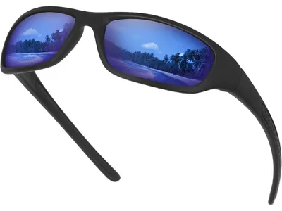 Produktbild von Sportsonnenbrille Herren Damen Polarisierte UV400 Schutz Fahrradbrille Autofahren Laufen Radfahren Angeln Schwarze matte blaue VI367