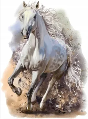 Produktbild von Diamantmalerei: Weißes Pferd (galoppierendes Pferd), 30 x 40 cm – Creative Diamonds