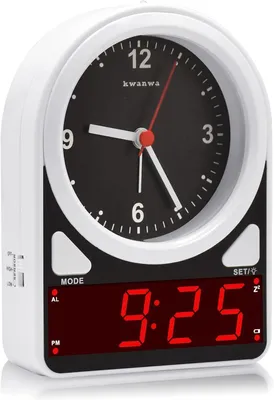 Analoge Wekker mit LED-Display, Dimmer, Snooze, 12/24h
