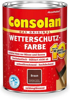 Produktbild von Consolan Wetterschutzfarbe, Deckender Holzschutz für Außen, Braun, 750ml