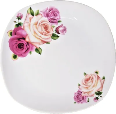 Produktbild von Teller-Set mit Rosendekor – 3 Stück, Ø 26 cm