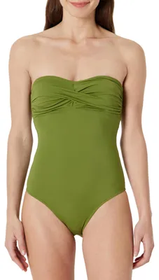 Productafbeelding van A. Essentials, dames, badpak met één schouderband, olijfgroen, maat 38