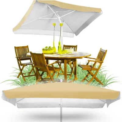 Zdjęcie produktu dla Duży parasol ogrodowy plażowy kwadrat łamany 160 x 160 cm beżowy czasza xxl