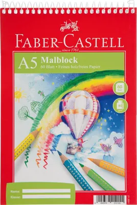 Produktbild von 5x Faber Castell Malblock / DIN A5 / mit Kopfspirale / 60 Blatt je Zeichenblock