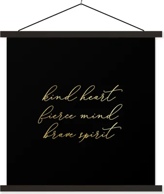 Produktbild von MuchoWow® Textilposter Zitate - Sprichwörter - Gold - Schwarz 60x60 cm mit schwarzem Rahmen - Posteraufhänger