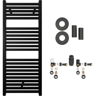 Obrázek produktu pro Koupelnový radiátorový set Donovan - ústřední vytápění - 369W - černá matná - 1200x500 mm