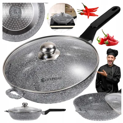 Produktbild von Elitehoff Marmor Pfanne 28cm mit Glasdeckel für Induktion