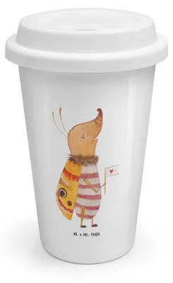 Produktbild von Mr. & Mrs. Panda ToGo Kaffeebecher Nachtfalter Fähnchen - Weiß - Geschenk, Lustige Sprüche, Thermobecher To Go, keramik, Coffee Becher, Niedlich, Süß, Spruch Lustig