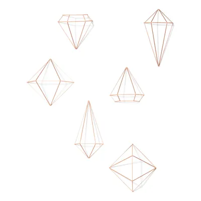Obrázok produktu pre Umbra Prisma Wall Decor Geometric, sada 3 ks, dekorácie na stenu, dekorácie na stenu, dekorácie na stôl, kovové dekorácie, meď, 470520-880