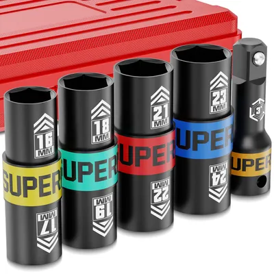 Imagen del producto de Juego de tuercas de impacto: 5 unidades, de 16 mm a 24 mm