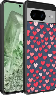 Produktbild von Fit für Google Pixel 8 Telefon Fall mit rosa und roten Herzen drucken - TPU Backcover Fall mit rosa und roten Herzen Design - Smartphonics