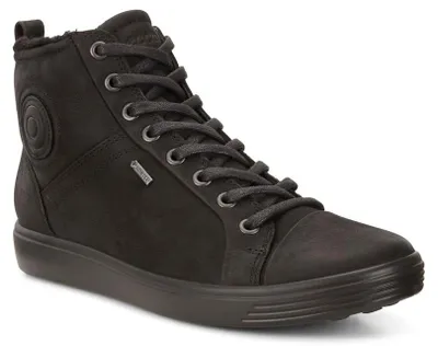 Produktbild von Damen ECCO Soft 7 schwarz Leder isoliert halb Stiefel mit Reißverschluss 35