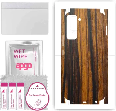 Produktbild von apgo Rückseite + Seiten Schutzfolie, Skin, kompatibel mit Tecno Pop 5 Pro, Hinten Displayschutzfolie aus Vinylfolie, kratzfest, einfache Montage - Tigerwood