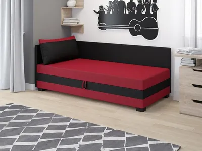 Obrázok produktu pre Jednolôžková čalúnená posteľ 100x195 MIRRY PLUS 2 - červená / čierna