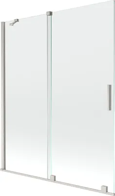 Produktbild von Mexen Velar Badewannenwand 2-flügelig verschiebbar 140 x 150 cm, transparent, gebürsteter Nickel - 896-140-000-01-97
