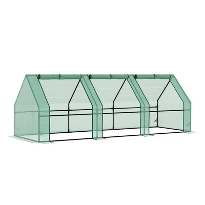 Produktbild von Gewächshaus mit Rolltür Pflanzenhaus Tomatenhaus Frühbeet für Garten Balkon & Pflanzen 270x90x90cm Grün